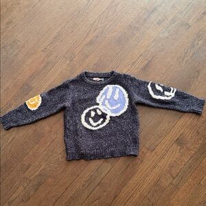 Vintage Havana Kids Sweater with Smiley Faces - Gray, Yellow, Blue, White